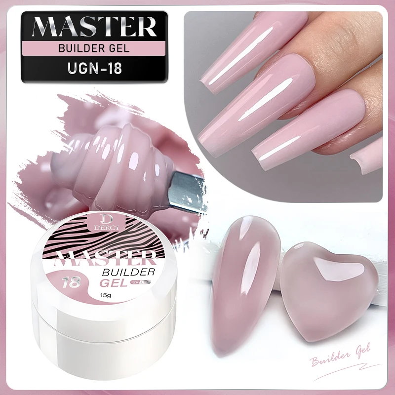 Прозрачный полигель-лак для ногтей DEROI 15 мл в банке гель быстрого наращивания