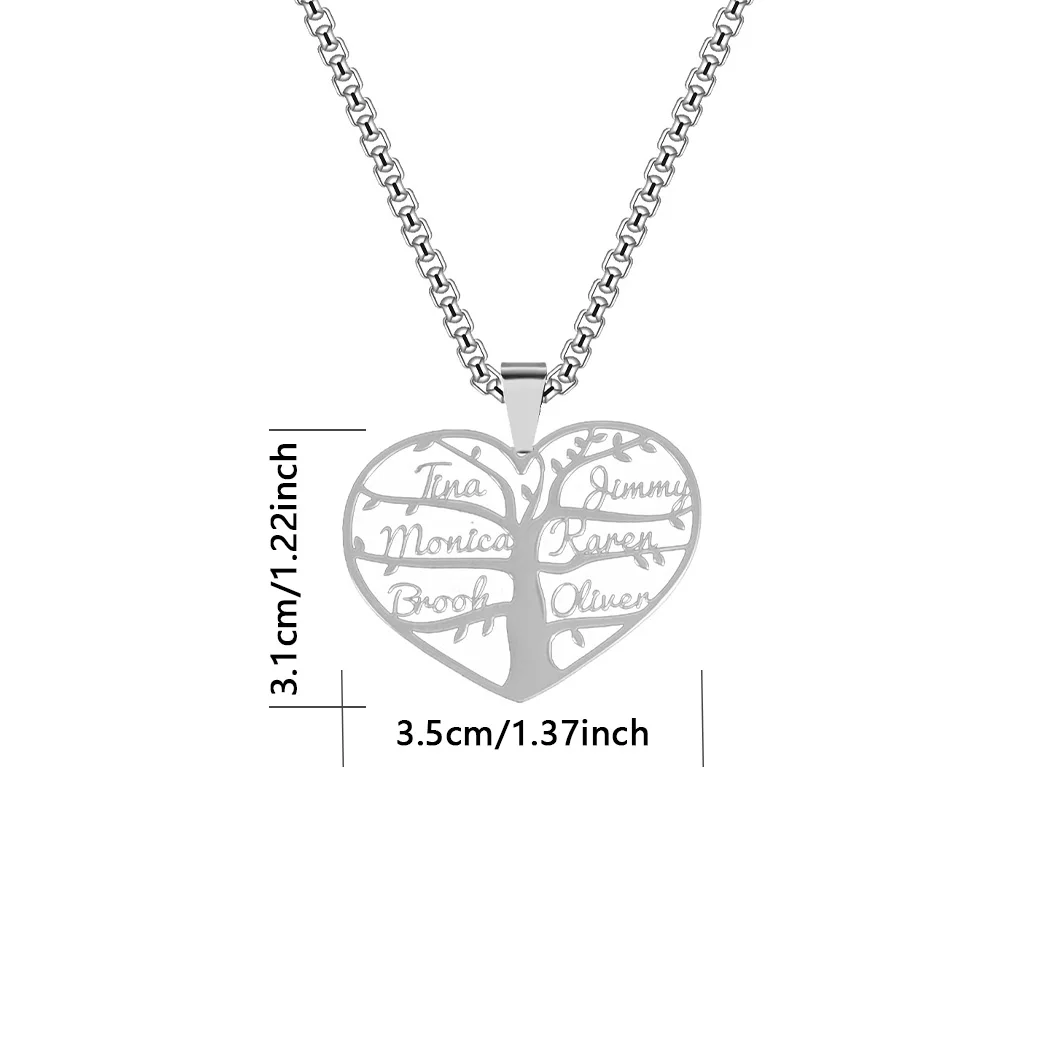 Ожерелье из нержавеющей стали с персонализированным именем и камнем семейное