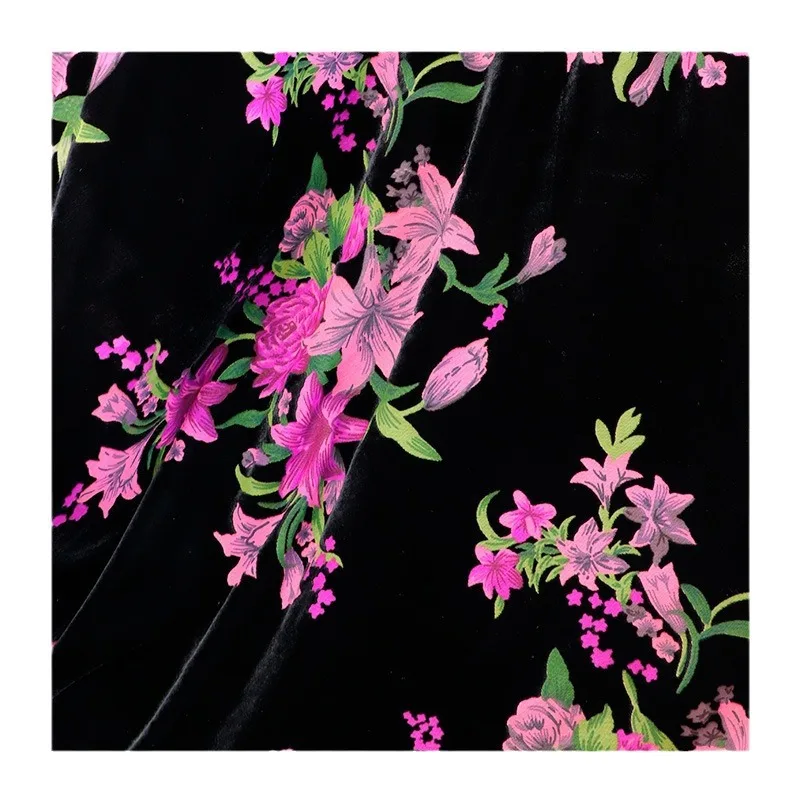 Тканая бархатная парча с липким принтом ночная рубашка платье Cheongsam ткань