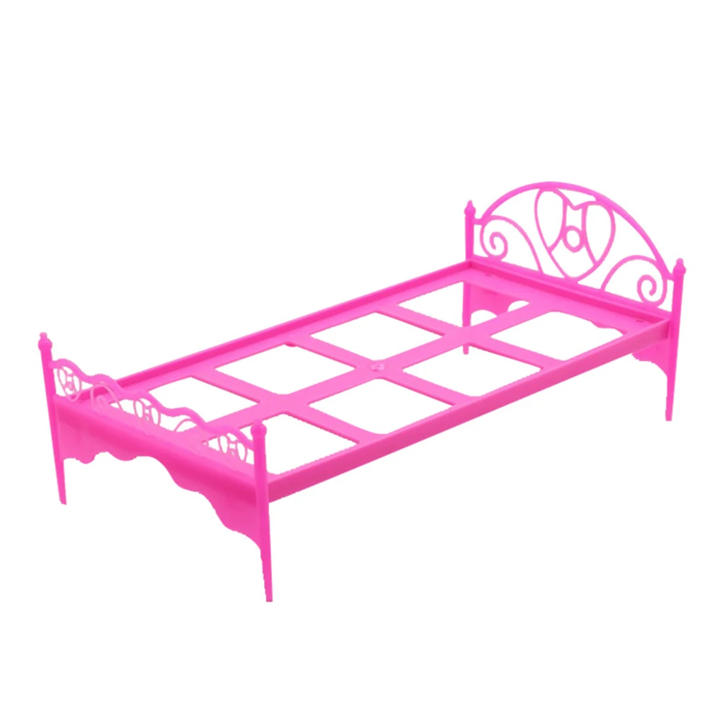 

Kids Dollhome Heart Headboard Artificial Bed Frame Color Random Sheet Pillow Set Toy Beds Dolls Furniture Accessories