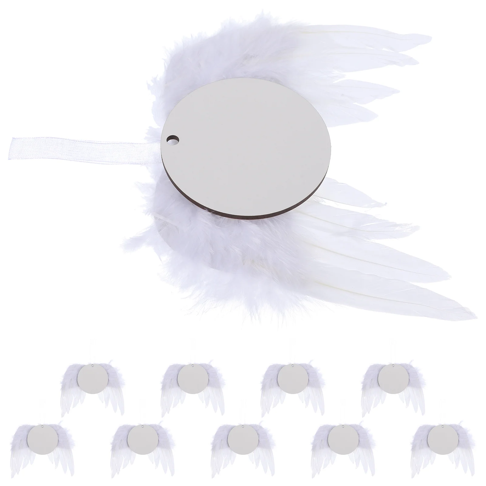 

10 Pcs Accessories Plume Wing Pendant Round Christmas Tree Wings Decor Xmas Angels Hanging
