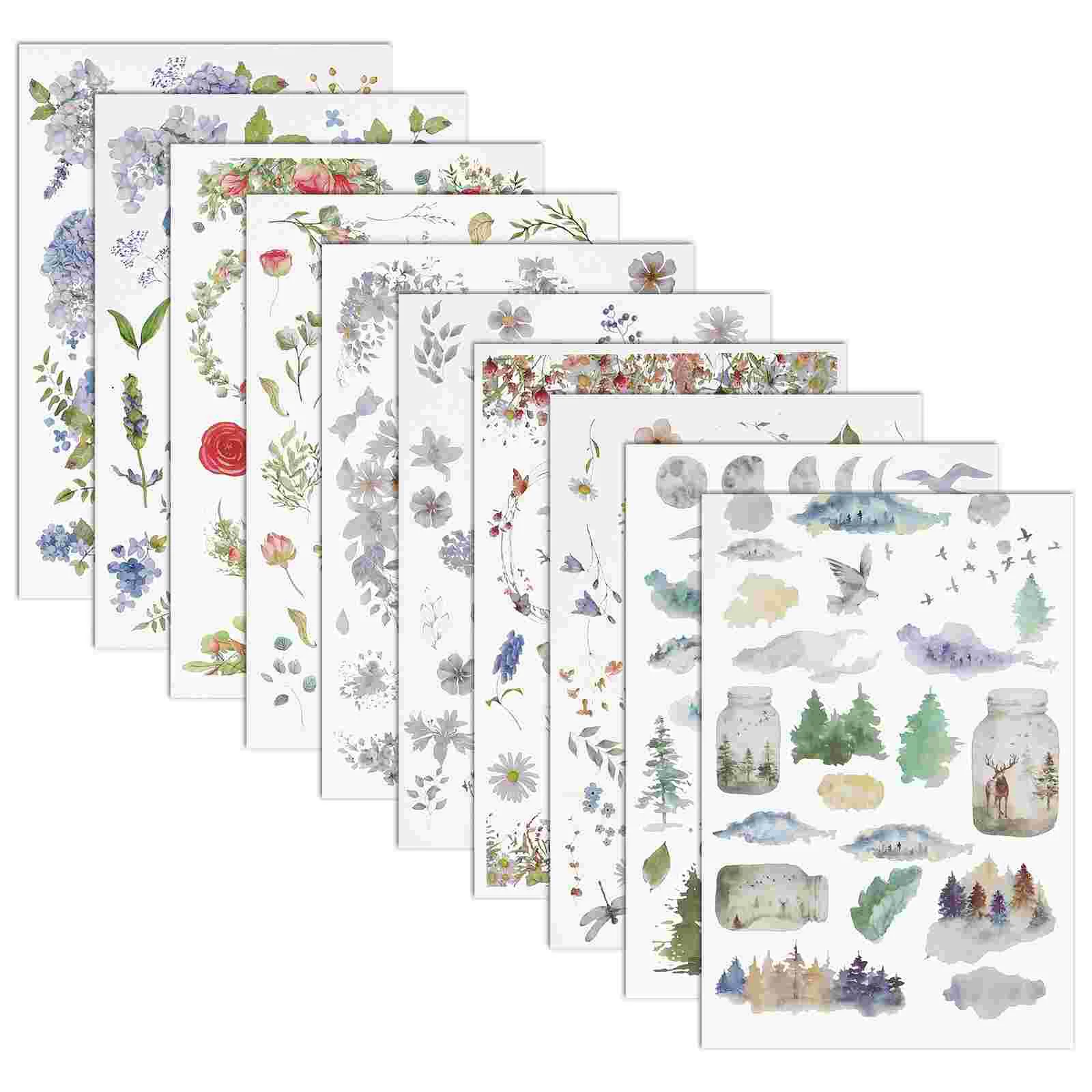 

10 Sheets Scrapbooking Home DIY Supplies Multipurpose Stickers Scrapbook Decors DIY Stickers for Scrapbook School DIY