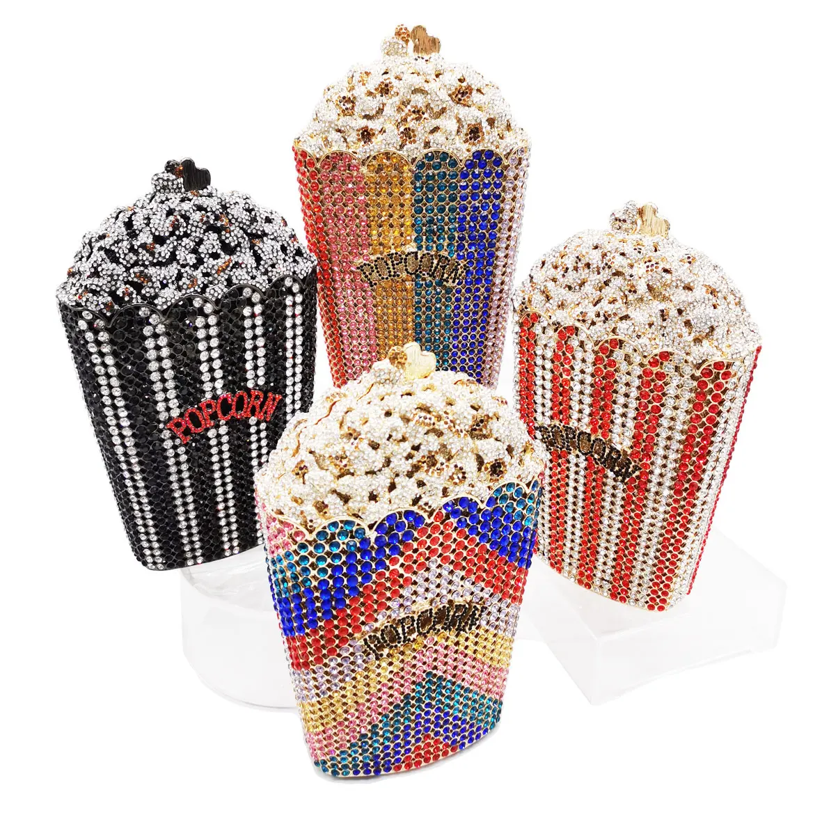 

Luxury Designer Popcorn Evening Bags Luxury Crystal Party Purse Wedding Bags Colorful Clutch Bags SC997