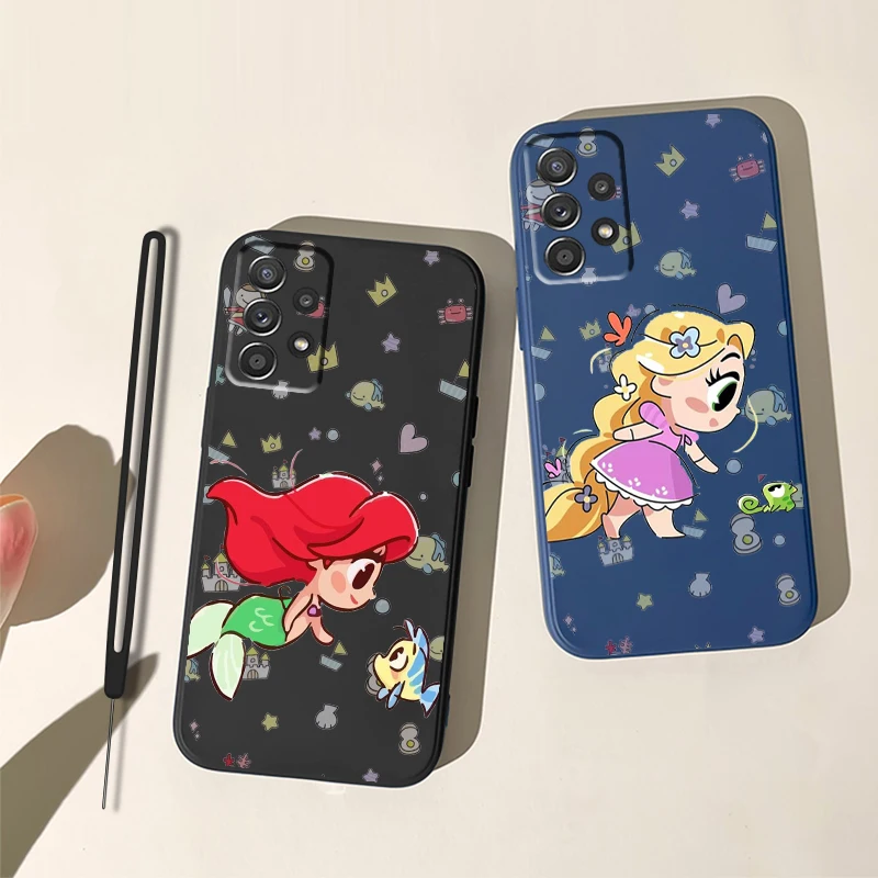 

Cute Princess For Samsung Galaxy A73 A54 A53 A33 A52 A32 A22 A71 A51 A21S A03S 4G 5G Liquid Rope Phone Case Coque Capa Fundas