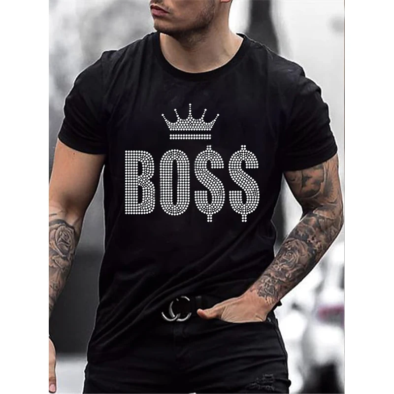 

New Mens Quality Oversized Fashion Summer y2k Tee Tops Crown Rhinestone Designer Short Sleeve Street Casual O-Neck Club t-shirts