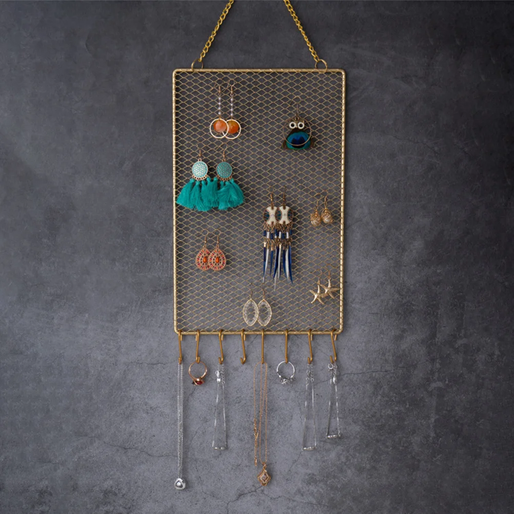 Jewelry Wall Organizer Holder Necklace Earring Rack Display Hanginghooks Holders Hanger Mounted Iron Novelty Countertop Earrings