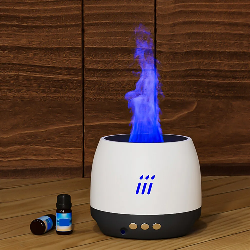 

Five-Color Volcanic Flame Aroma Oil Diffuser Home Air Humidifier Ultrasonic Atomizing Sprayer As Gift