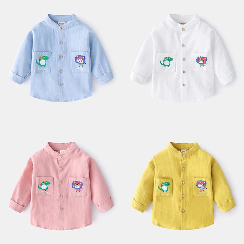 

Модная детская хлопковая рубашка с лацканами, детская мягкая рубашка с длинным рукавом для мальчиков