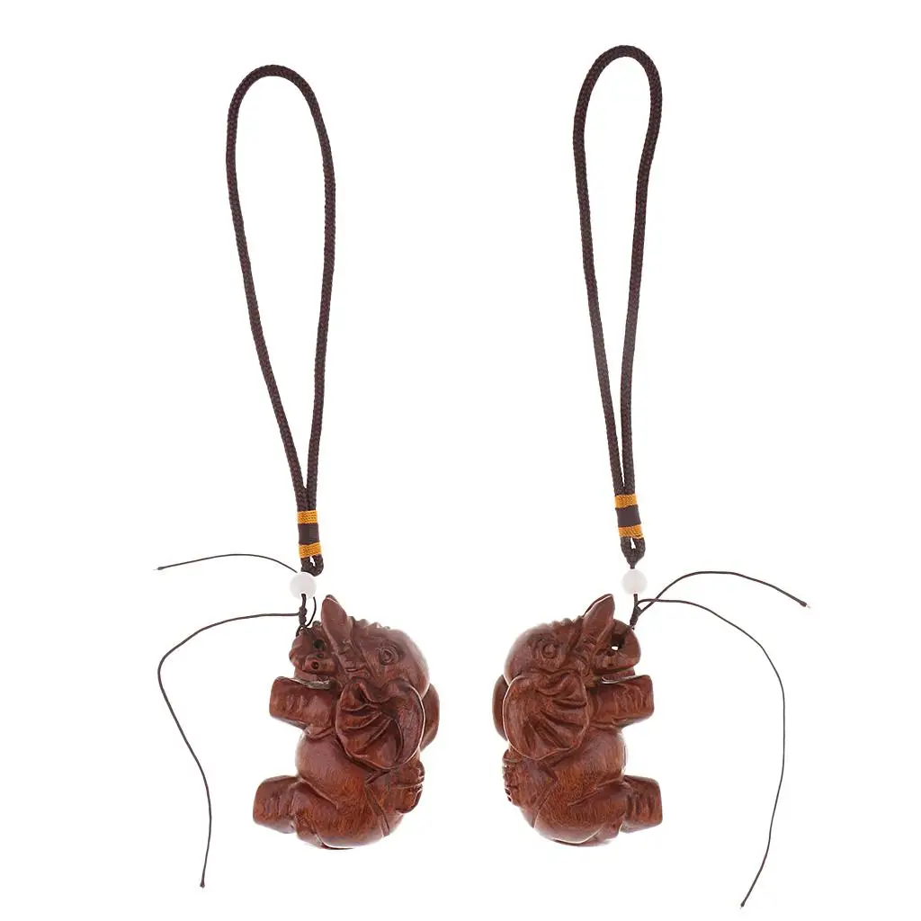 

1 Pair Handcraft Wooden Wildlife Animal Elephant Figurines Home Office