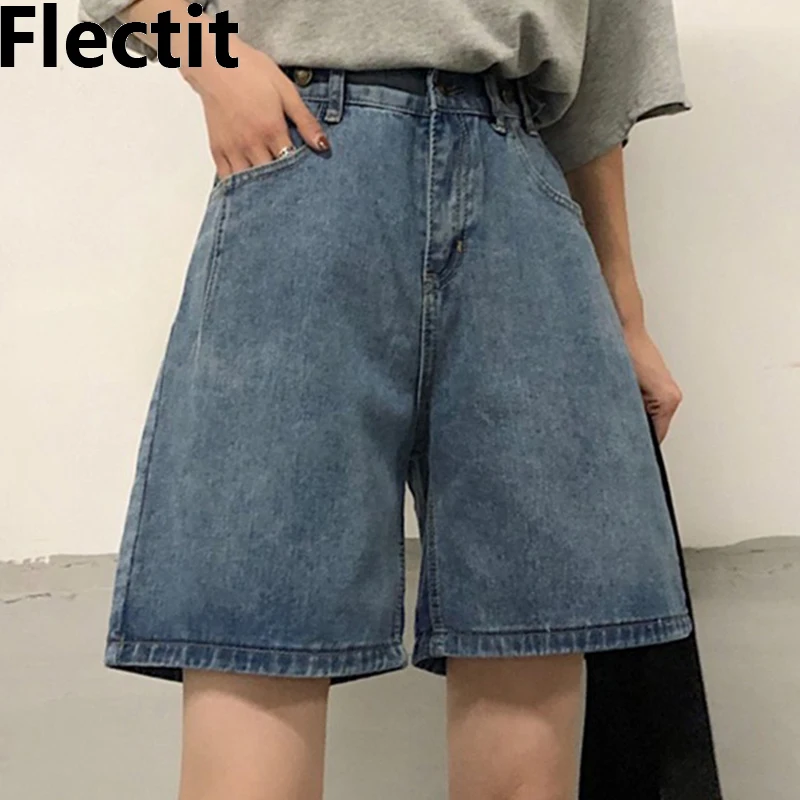 

Flectit 90s Mom Jean Shorts Women High Waist Wide Leg Denim Shorts Summer Teenage Girls Casual Outfit