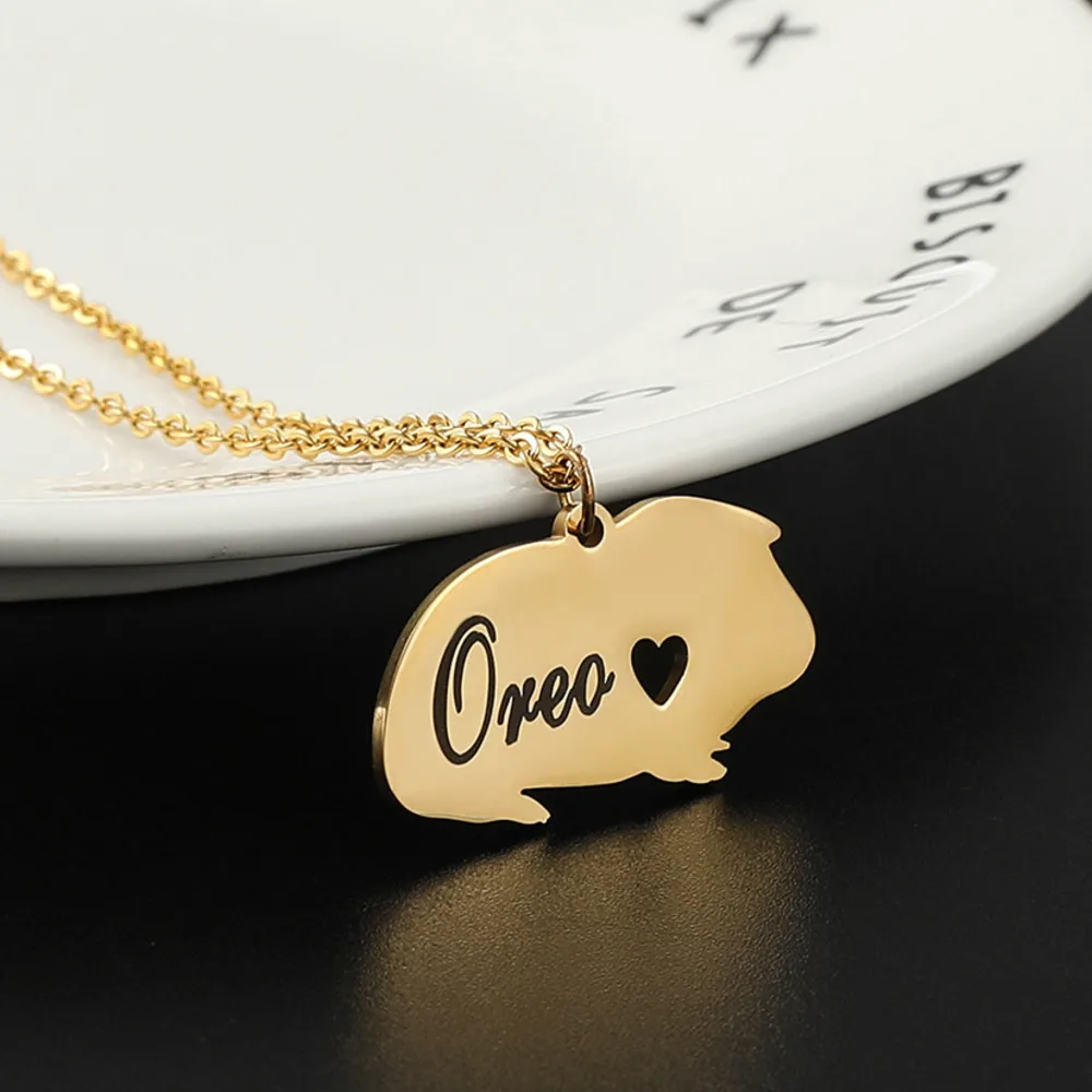 

HUHUI Custom Rabbit Necklace Personalized Hollow Heart-shaped Pendant Stainless Steel Birthday Jewelry For Women Birthday Gift