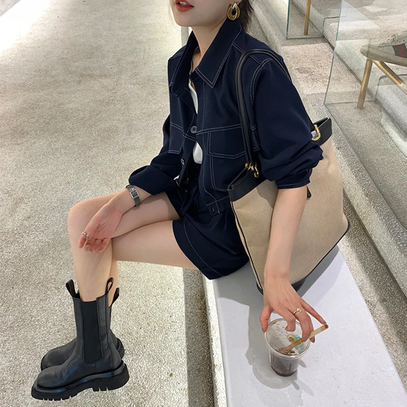 Spring and Autumn Fried Street Dress Style Denim Suit Skirt Women Fashion Chic Fashionable Small Man Wear Two Piece Set ins