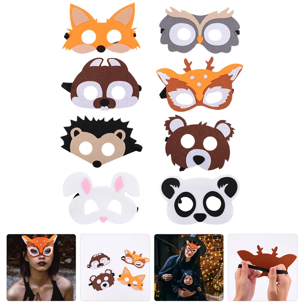 

8 Pcs Animal Felt Mask Halloween Decor Party Monkey Lovely Funny Masks Cosplay Cloth For Festival Child Favor Adorable