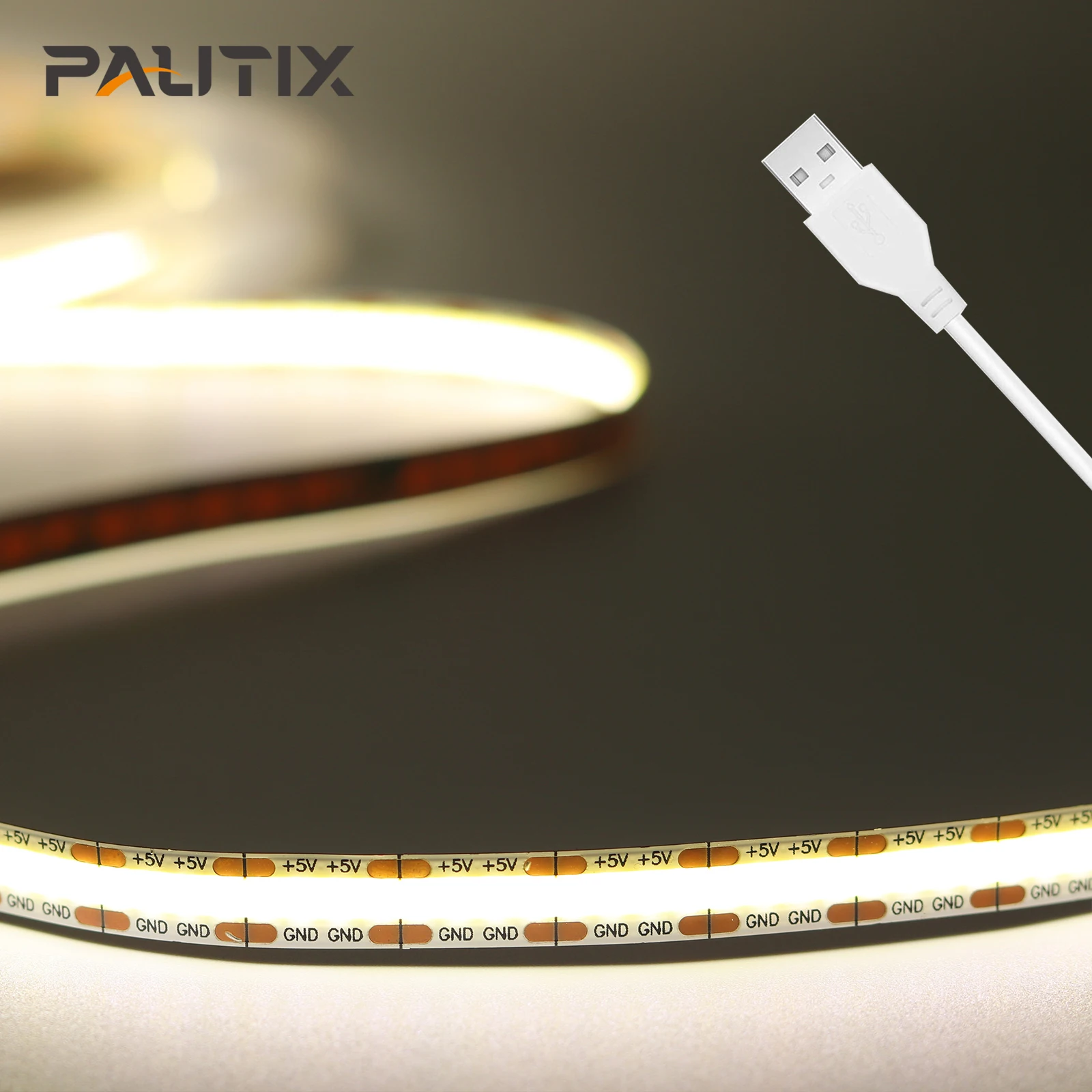 

PAUTIX DC 5V COB LED Strip Light USB Dimmable Soft Flexible Tape High Density 320LEDs Linear LED Lights for DIY Home Decor