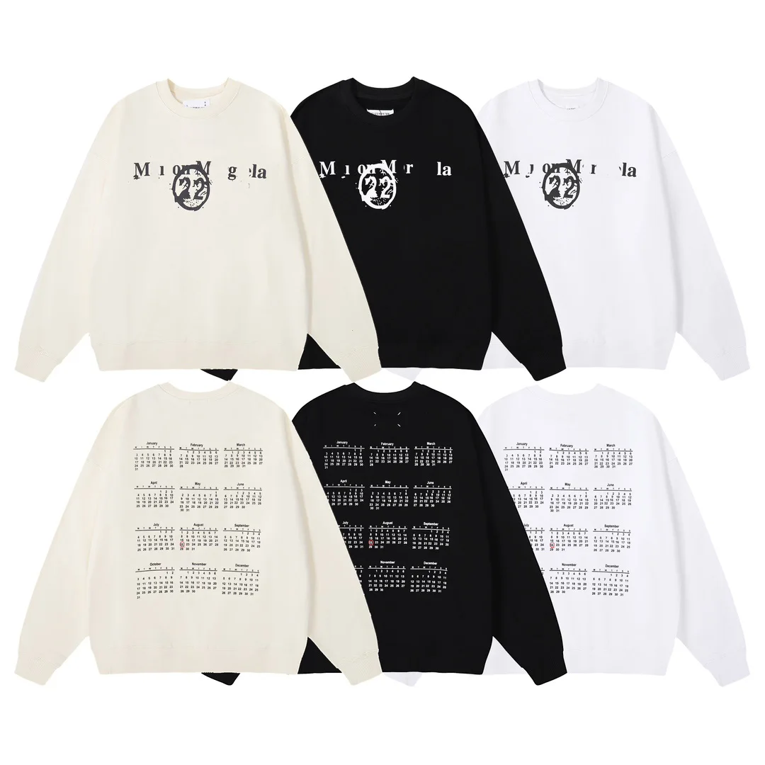

2023 Autumn New MM6 Digital Distressed Printed Round Neck Loose Pullover Unisex Sweater Hoodie