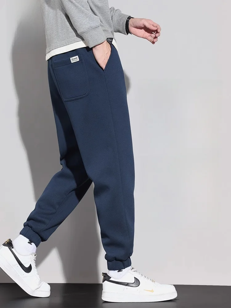 Zhenvis повседневные брюки на флисовой подкладке мужские 2024 новые свободные теплые
