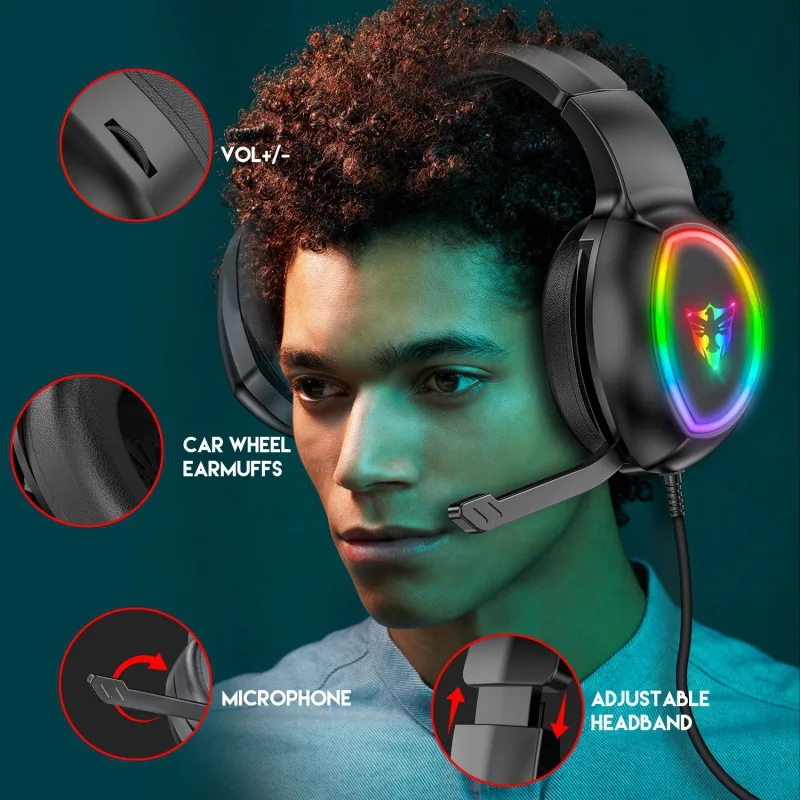 

FOR PS4 RGB Backlighting gaming Headphone,7.1 USB Surround sound Computer PC headset Earphones With Microphone Gamer