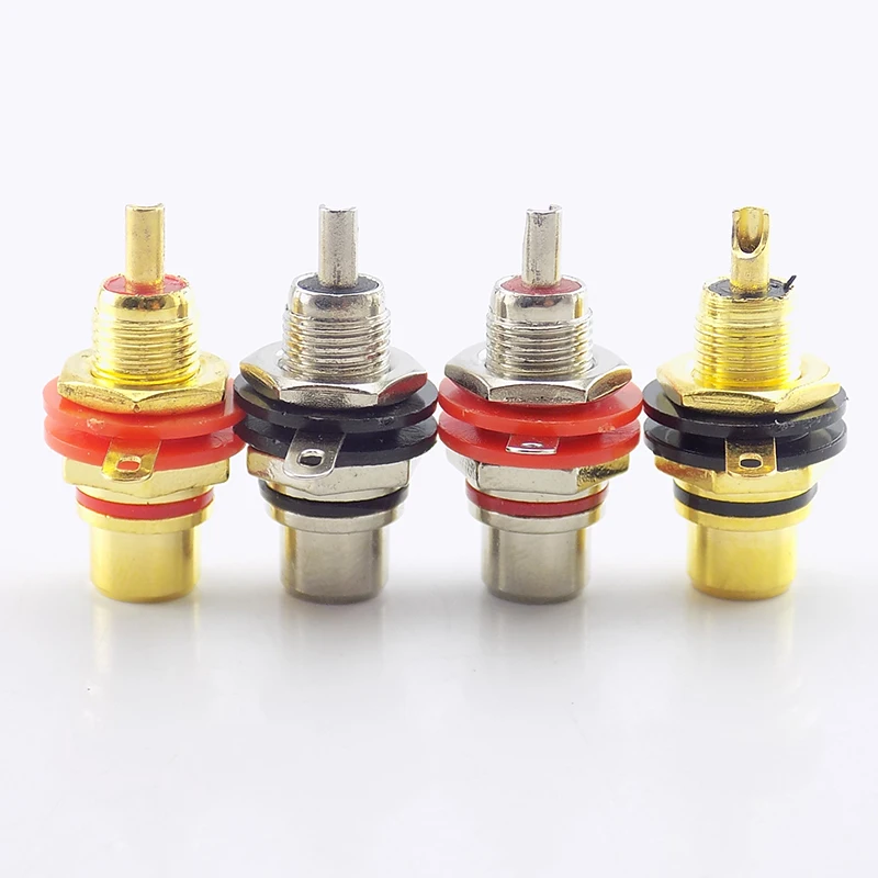 

1pair (2pcs) Gold plated RCA Jack Connector Panel Mount Chassis Audio Socket Plug Bulkhead with NUT Solder CUP