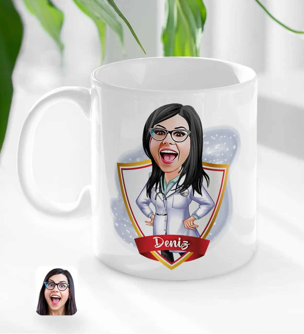 

Персонализированная Женская докторская карикатура для белой кружки
