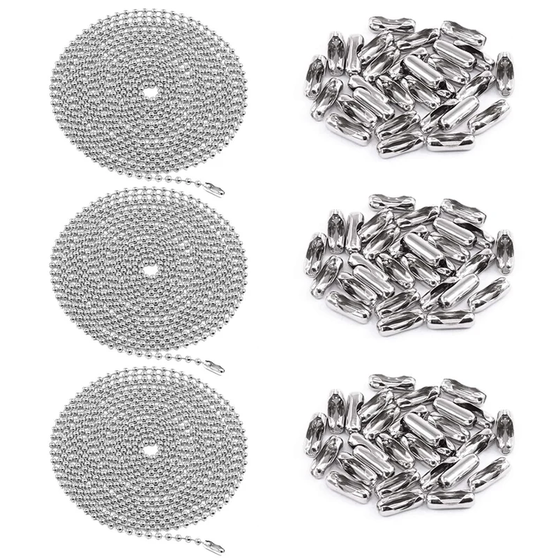 

3Pcs 120Inch Stainless Steel Ceiling Fan Pull Chain Extension With 90Pcs Matching Connectors Kit,For Ceiling Fan / Light