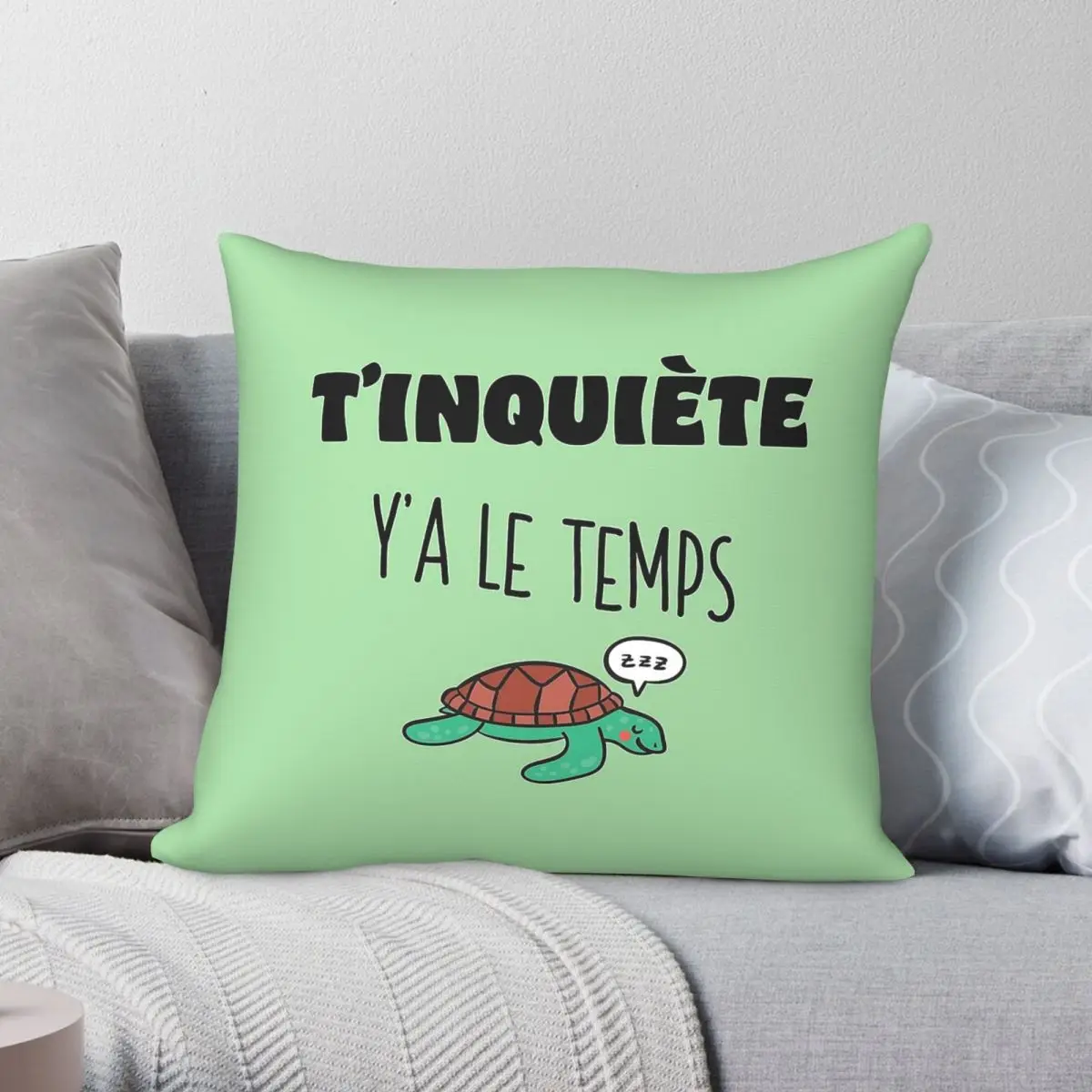 Фото Квадратная наволочка T'Inquiﾨte Drﾴle De Tortue из полиэстера, льна и бархата с принтом, декоративная наволочка на молнии, чехол для домашней подушки №1