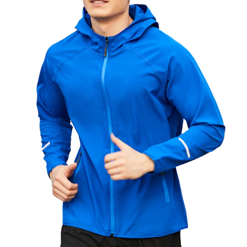 Men Outdoor Sport Jacket Casual Quick Dry Breathable Zipper Hooded Sweatshirts Fitness Training Jogging Running Hiking Hoodie