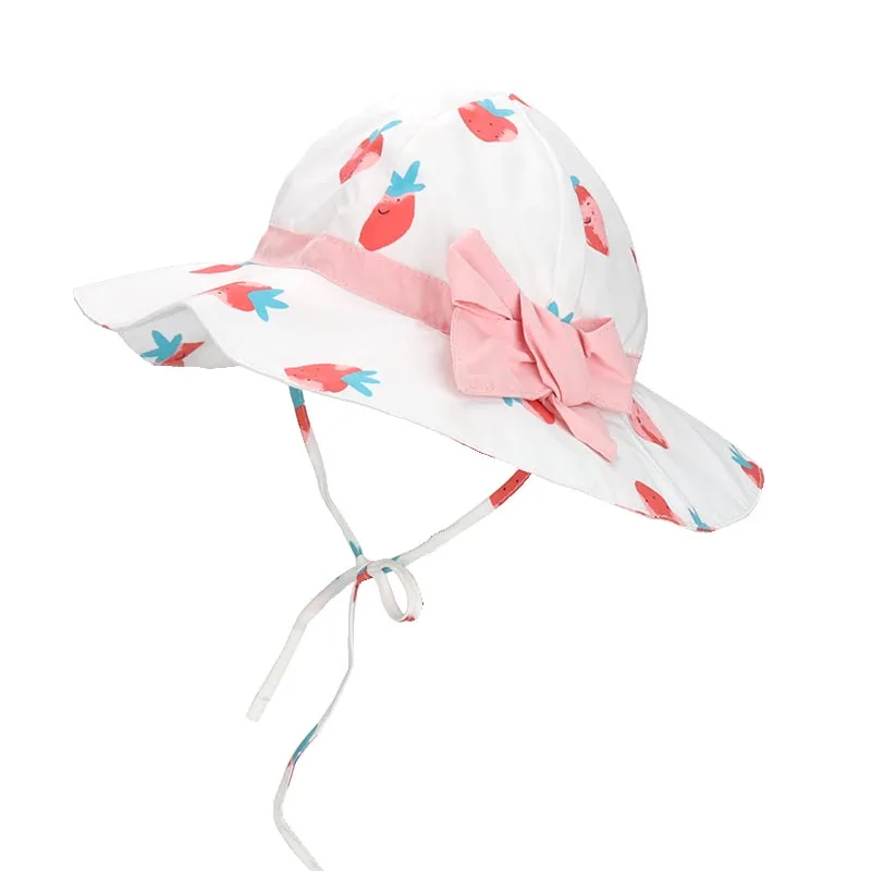 Sun Hat For Kids Aivcopb Floral Print Pattern Cap Little Children Summer Outdoor Boy Girl Beach Bucket Hat Baby Anti UV Bow