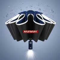 diy car automatic umbrella with led flashlight reflective stripe reverse umbrellas for haval great wall cuv h3 h5 h2 h1 h6 h8 h9