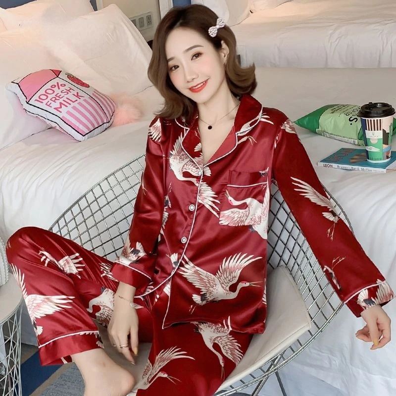 Весенне-осенняя Пижама с V-образным вырезом женская летняя тонкая одежда для сна