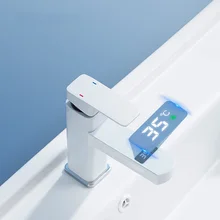 YCRAYS Black White Gold LED Water Faucet Digital Display Basin Hot Cold Mixer Non-Electric For Kitchen Tap Bathroom Accessories