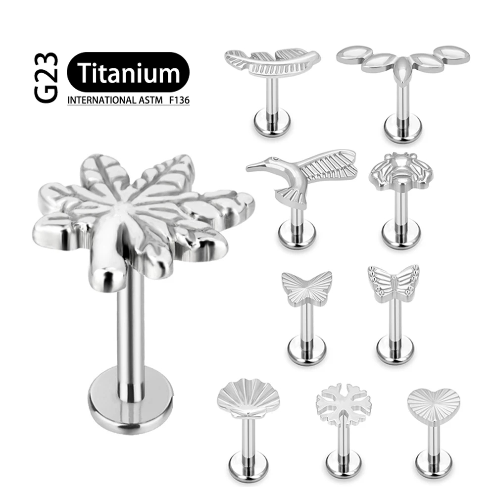 

Titanium G23 Not Allergic Labret Stud Earring Cartilage Era Labret Lip Nose Helix Internally Threaded Tragus Conch Body Piercing