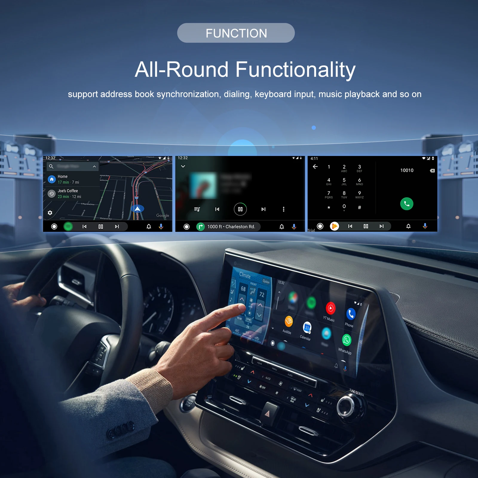 Автомобильная приставка Podofo проводной/беспроводной адаптер с USB/Type-C Bluetooth Wi-Fi