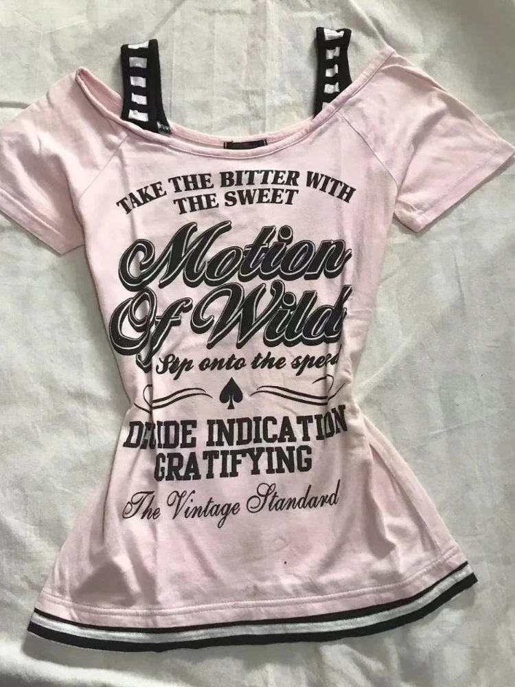 Шикарная модная женская Винтажная Футболка Hikigawa Y2k с имитацией двух частей в