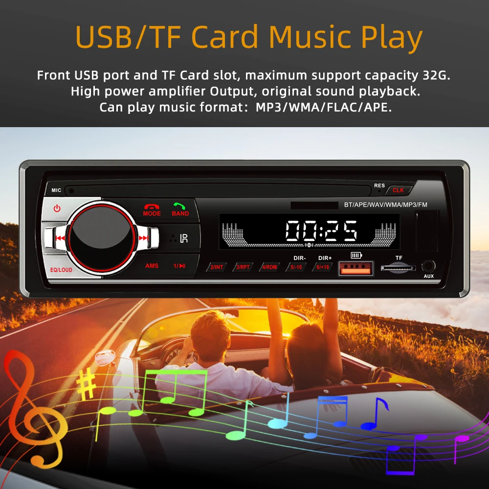 Автомагнитола REAKO один Din Bluetooth Автомобильный MP3-плеер светодиодный светодиодными