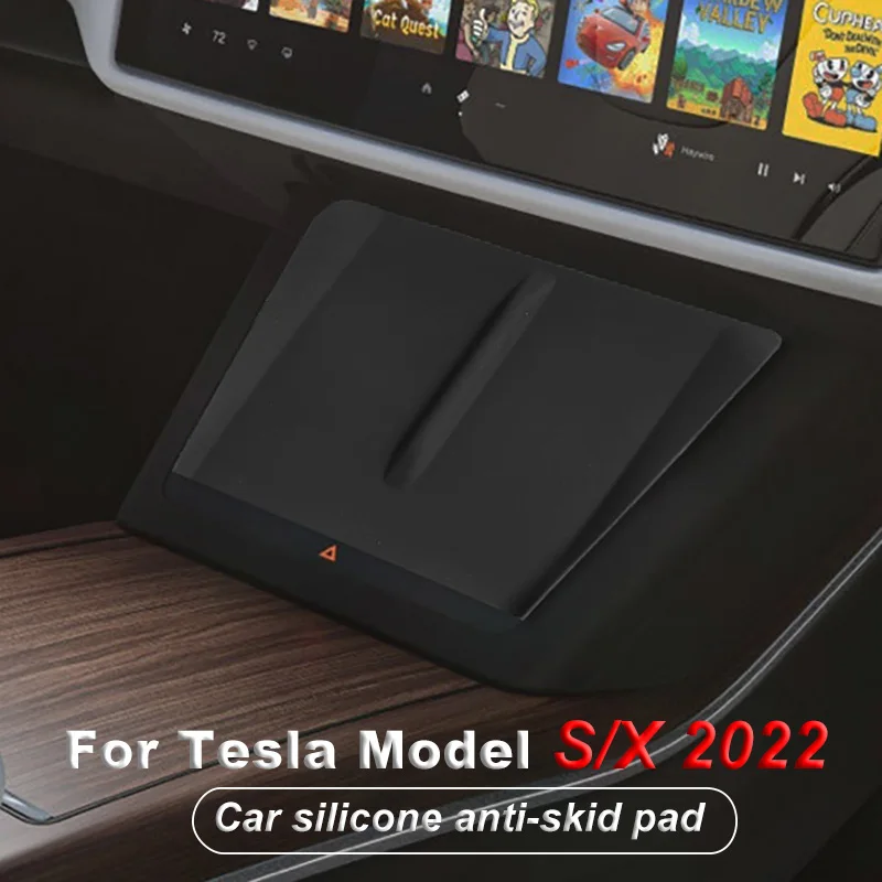

Для Tesla Model S Model X 2022 центральное управление Беспроводная зарядка силиконовая противоскользящая подкладка аксессуары для модификации интер...