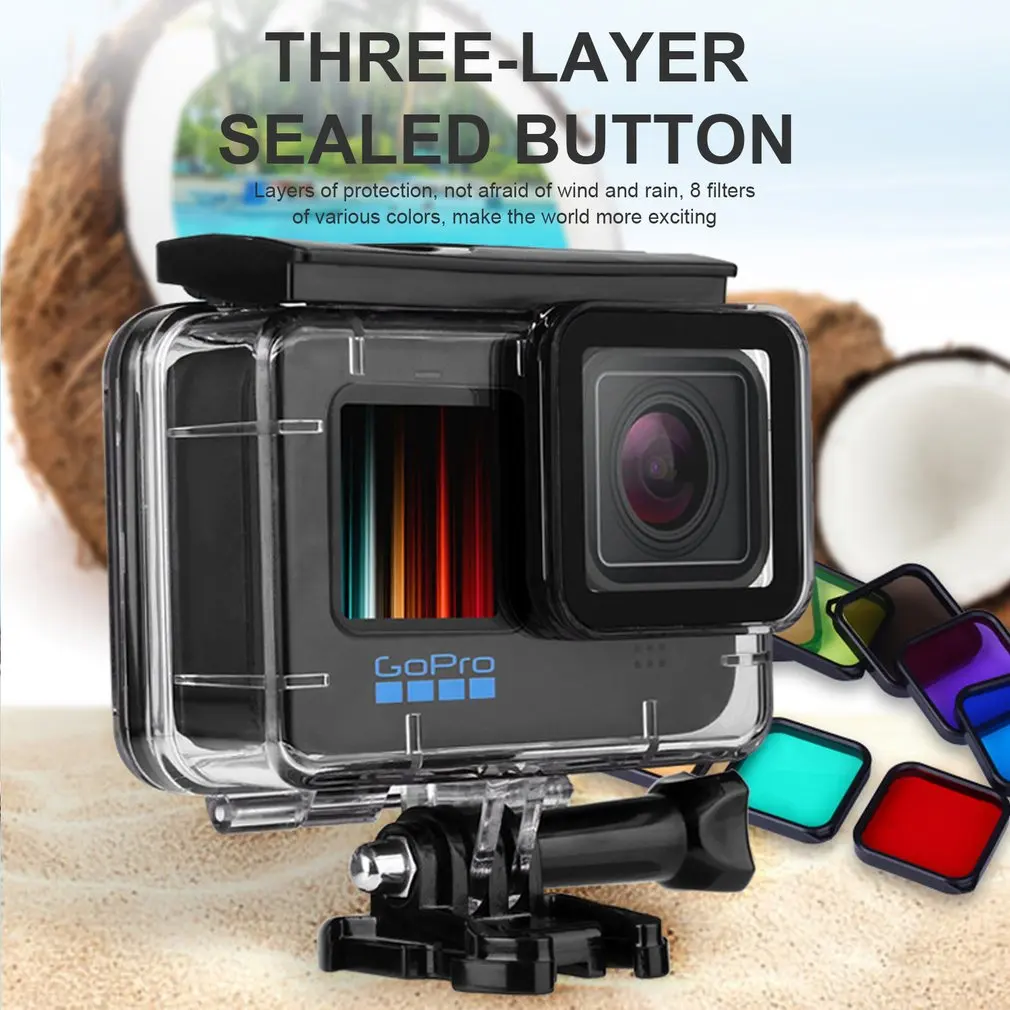 

Black Waterproof Housing Case Touch Screen Back Door For Gopro Hero 9 10 Underwater Box For Go Pro Hero 7 6 5 Camera Accessories