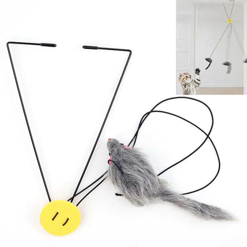 

Funny Cat Toys Self-hey Hanging Door Mouse Retractable Plush Mice Stress Relieve for Living Room Hanging Kitten Toys Interactive