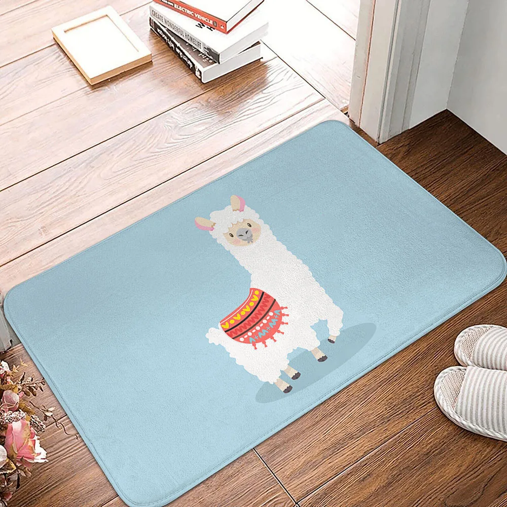 

Добро пожаловать коврик милый мультяшный Альпака входной дверной коврик для спальни гостиной Противоскользящий ковер для балкона домашни...