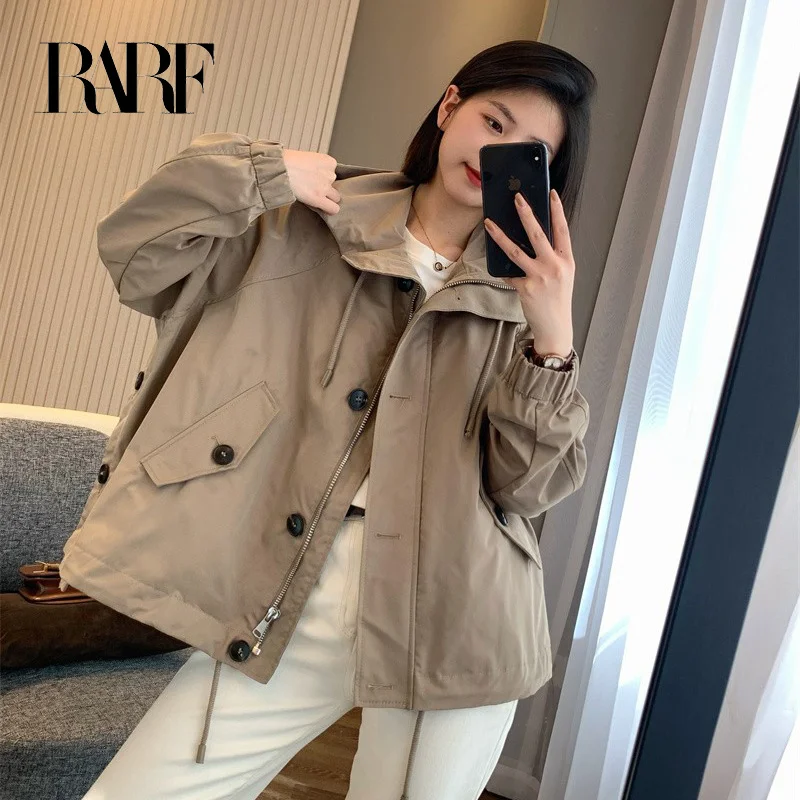 

Ladies 2023 classic everything loose tooling wind ded trench coat jacket women's top