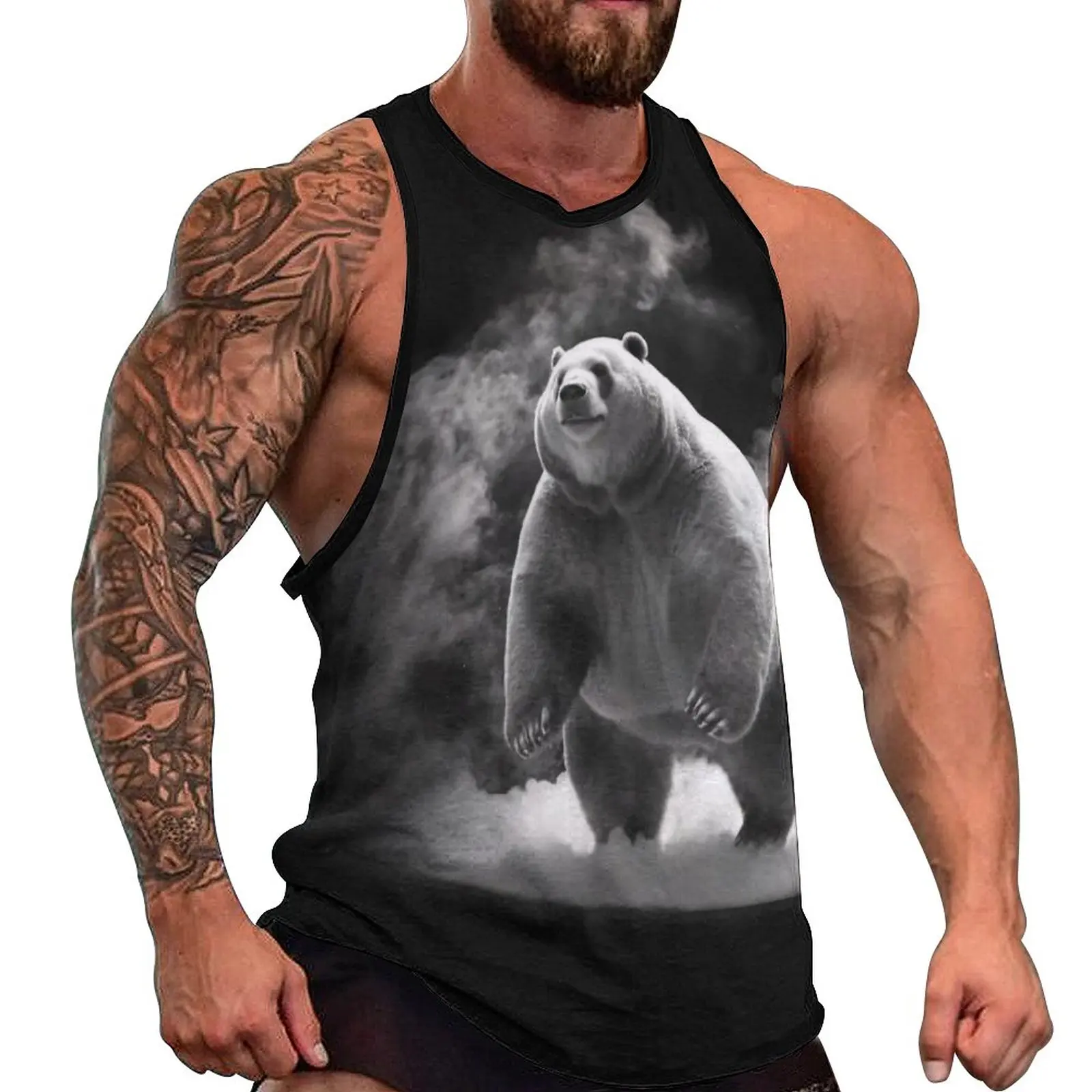 

Майка с рисунком панды для мужчин, модные летние топы с рисунком в виде белой пудры, жилеты без рукавов с графическим рисунком, большие размеры