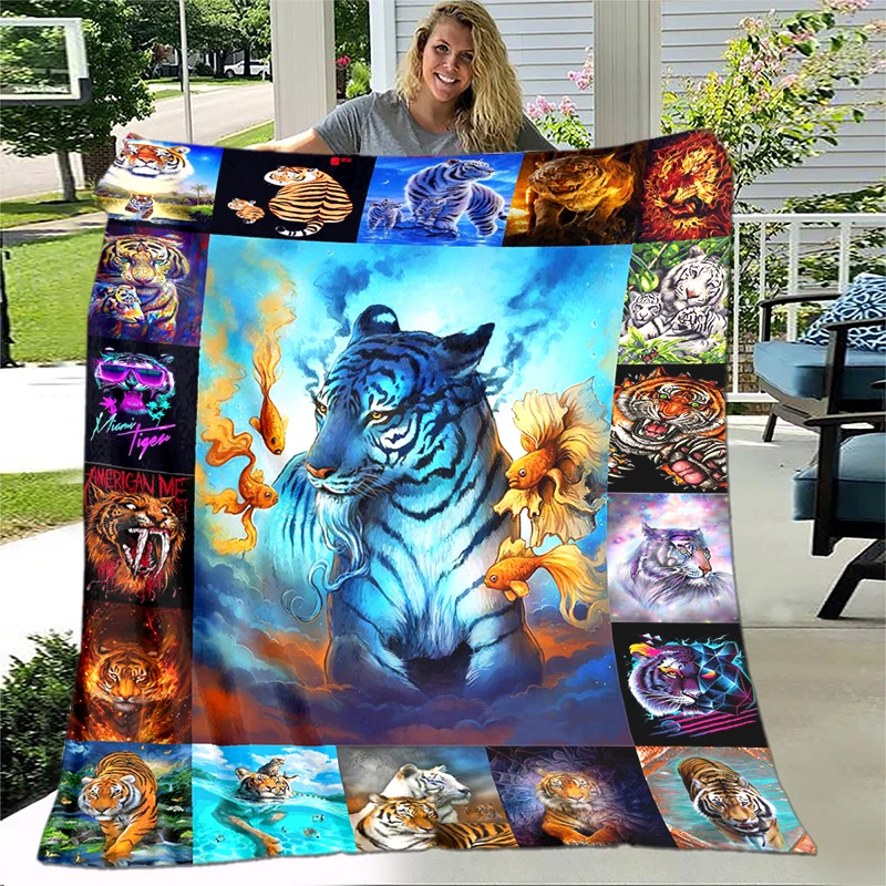 

Tiger Blanket Flannel Blanket Super Soft Fleece Throw Blankets for Animal Blanket Bedroom Couch Sofa Gift Tv Blanket Bedding