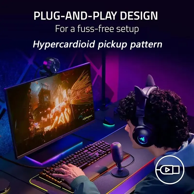 Мини-ультракомпактный USB-микрофон Razer Seiren V3 — датчик отключения звука со
