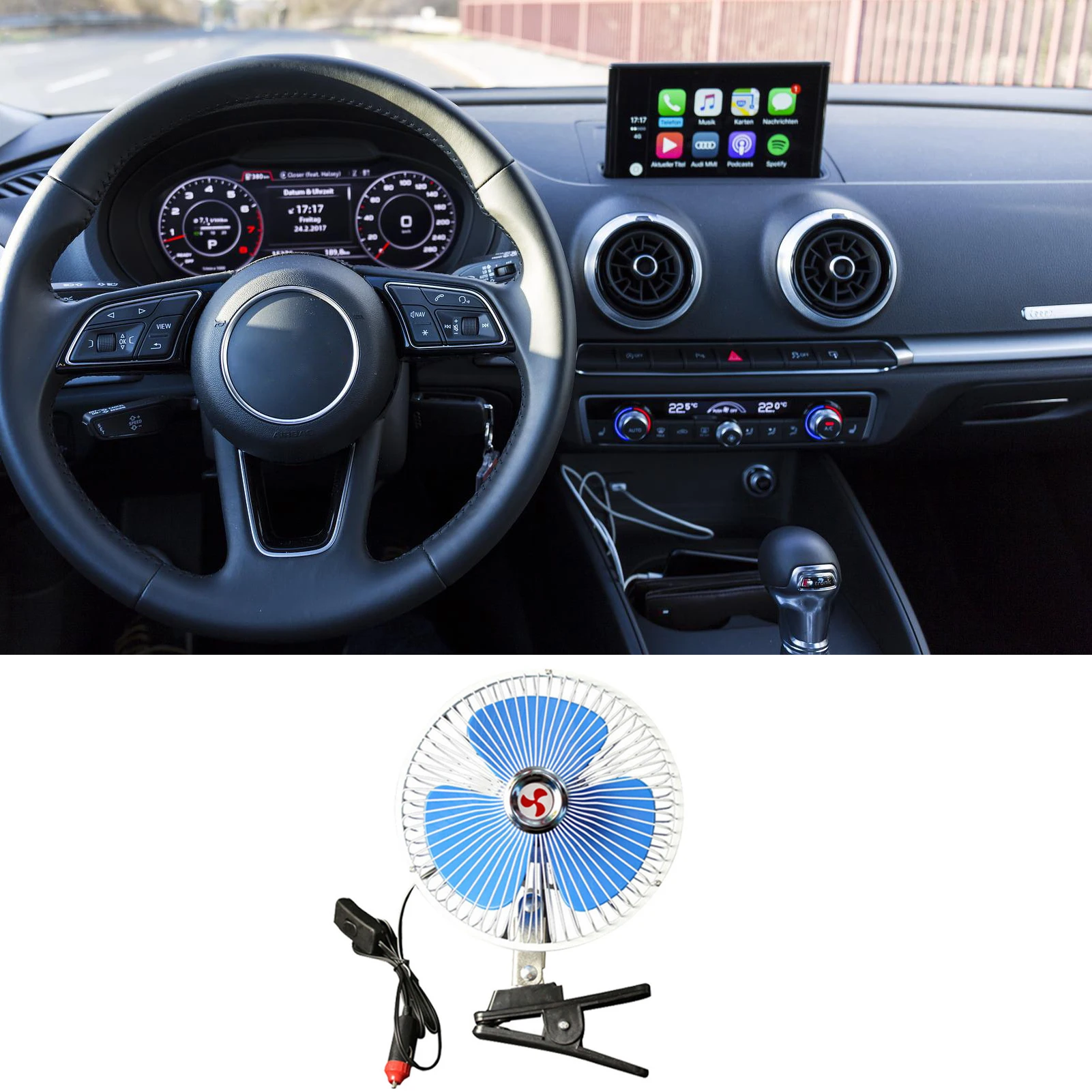 

12V/24V Portable Mini Car Electric Fan Car Cooling Fan With 180 Degree Adjustable Head Auto Clip-on Design Summer Cool Down