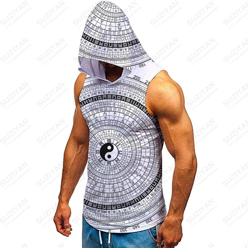 

Chic Pure White Sleeveless Hoodie Men Online Hot Sale Sleeveless Sweatshirt Loose Mesh Tank Top Men Plaid Clothing