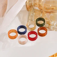 vintage fashion simple geometric round resin acrylic irregular texture ring for women wedding travel party accessories jewelry