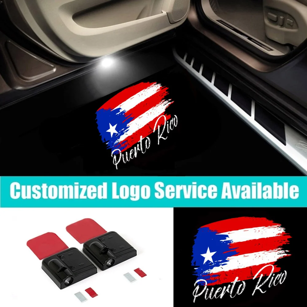 

2 шт. беспроводной светодиодный 3D американский флаг Пуэрто-Рико Флаг США логотип двери автомобиля приветственный лазерный проектор подсветка тени