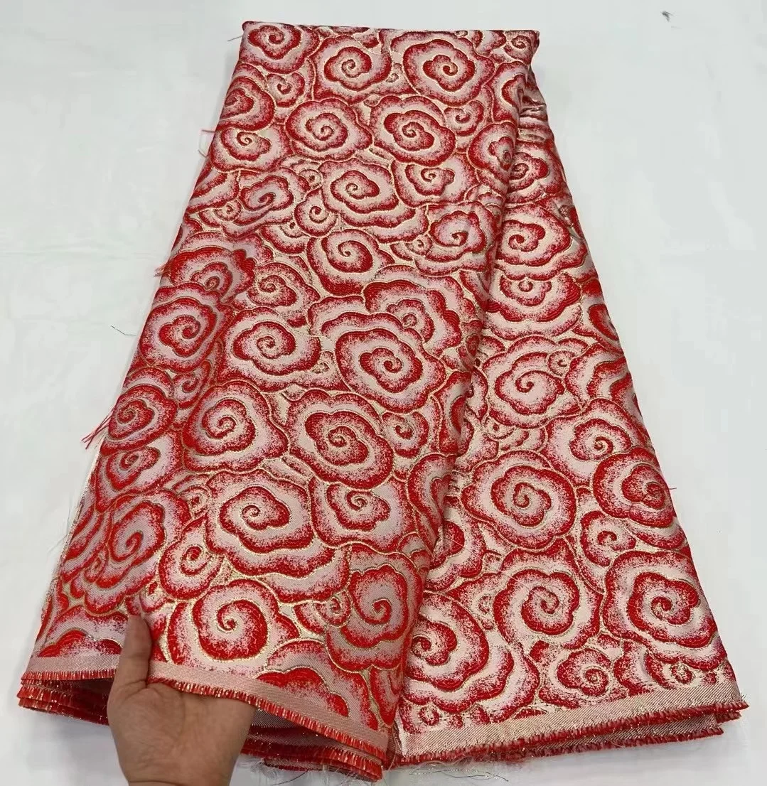 

Latest French Jacquard Lace Fabric Brocade African Fabric Lace Gild Embroidery Nigerian Lace Fabric For Wedding Party Dress