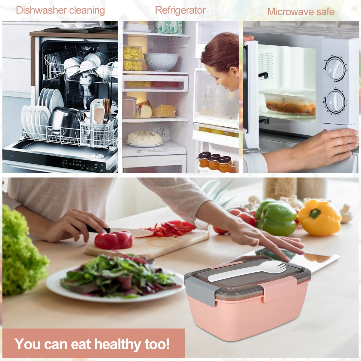 Bento коробка для ланча контейнер салата столовых приборов с вилкой многоразовая