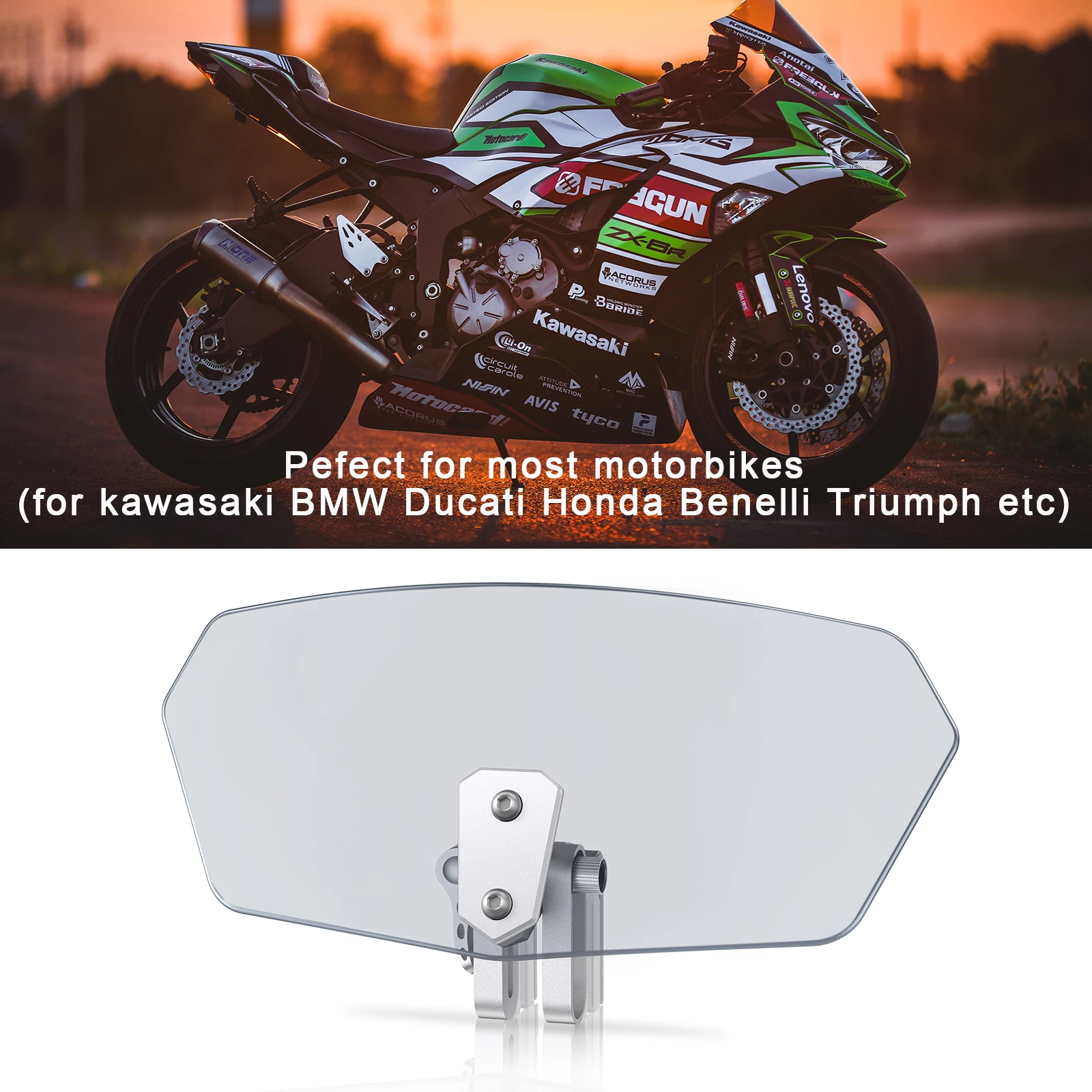 Регулируемый ветровой экран Justech отражатель универсальный для мотоцикла Kawasaki Honda