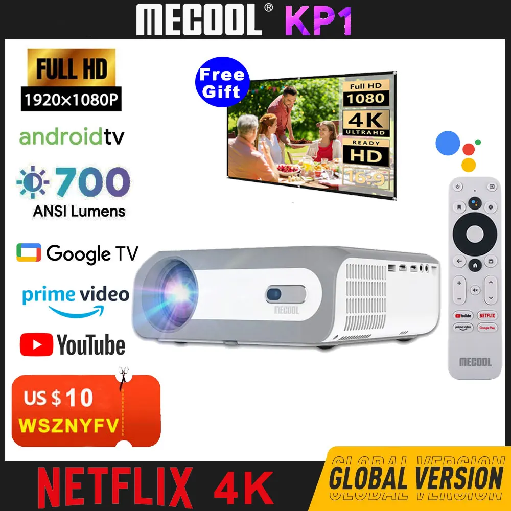 

MECOOL KP1 Smart Full HD Projector 1080P 700 ANSI lumens Overhead Home theater projectors Display Device for Home Android TV